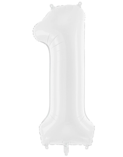 Tallet 1 Hvit JUMBO Folieballong 86 cm