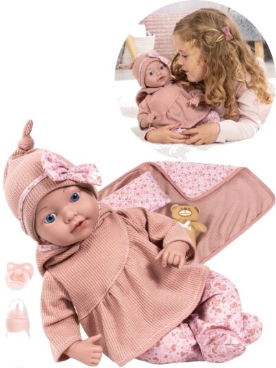 Bayer Design Reborn Babydukke Med Teppe Pute Og Tilbehør 38cm