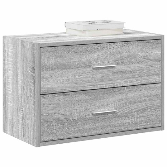 Skap med 2 skuffer grå eik 60x31x40 cm konstruert tre 8721158577108 Skap med 2 skuffer grå eik 60x31x40 cm konstruert tre 8721158577108