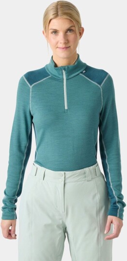 Helly Hansen Dame Lifa Merino Mellomvekt 1/2 Glidelås Basislag Grønn Xs
