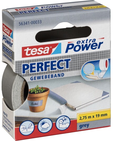 Tesa Lerretstape Extra Power Perfect 2,75m x 19mm Grå