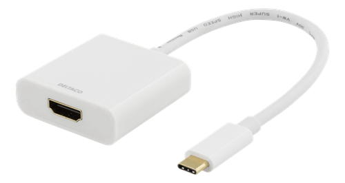 Deltaco USB-C til HDMI Adapter 4K 30Hz Hvit