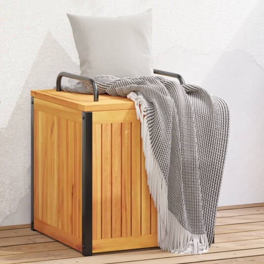 Puteboks 45x45x45/53 cm heltre akasie og stål 367607 Puteboks 45x45x45/53 cm heltre akasie og stål 367607