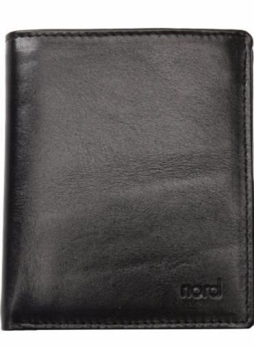 Nord Leather Klassisk skinn lommebok 10 kort/ myntlomme Svart