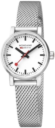 Mondaine Dameklokke MSE.26110.SM Evo2 Hvit/Stål Ø26 mm