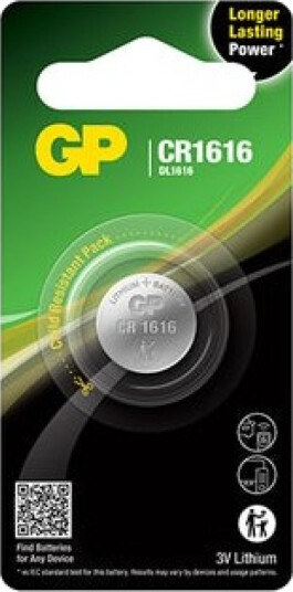 GP Batteries CR1616 3V Knappcellebatteri - Litium, 1 stk
