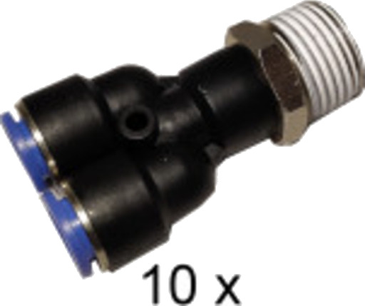 Overgang 1/2". Innstikks Y kobling 2x10mm. Hunn/Hunn. Pakke med 10 stk.