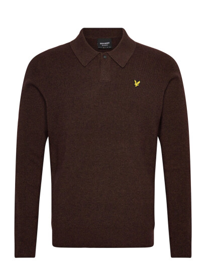 Lyle & Scott Lambswool Blend Rugby Jumper - Brown - M