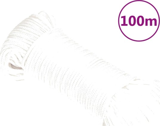 Båttau helhvit 4 mm 100 m polypropylen