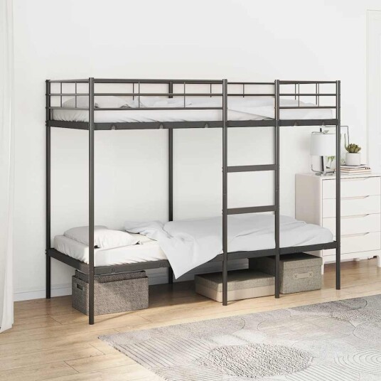  Køyeseng uten madrass svart 75x190 cm stål 42000319