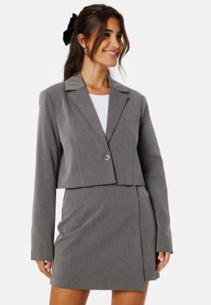 Pieces Jeremy Cropped Blazer Grey Melange L