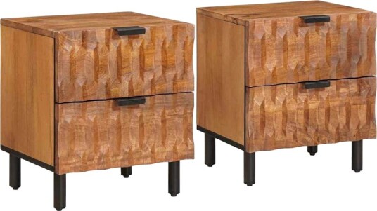  Nattbordskap 2 pcs Brun 40 x 33 x 46 cm Massiv mango tre