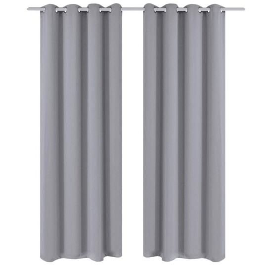 Vidaxl Blendingsgardiner 2 Stk Grå Med Metallringer 135 X 245 Cm