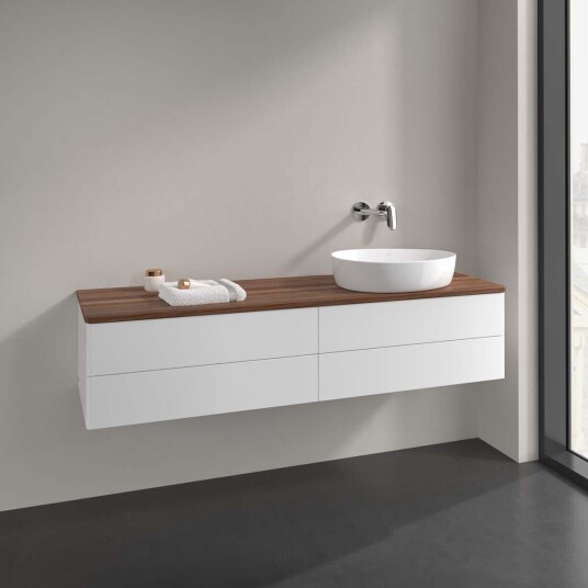 Villeroy & Boch Antao Servantskap med 4 skuffer 160x50x36 cm m/lys Hvit Matt/Valnøtt Villeroy & Boch Antao Servantskap med 4 skuffer 160x50x36 cm m/lys Hvit Matt/Valnøtt