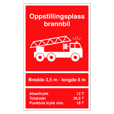 Jo Safety Markeringsskilt for oppstillingsplass brannbil Markeringsskilt/ Brannskilt 6305053