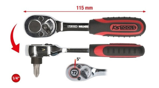 Ks Tools 918.1495 Reversibel Skralle med Kromvanadiumstål – 72 Deler Håndverktøy
