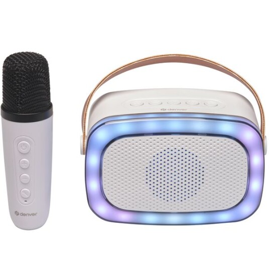 Denver BTM-610 Trådløs Bluetooth Høyttaler med Mikrofon og Karaoke Hvit