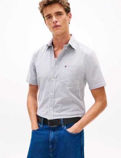 Tommy Hilfiger Seersucker Bengal Stripe Shirt   White   M