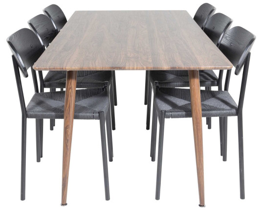 Venture Design Polar & Polly spisegruppe Brun/svart 6 st stoler & bord 180 x 90 cm