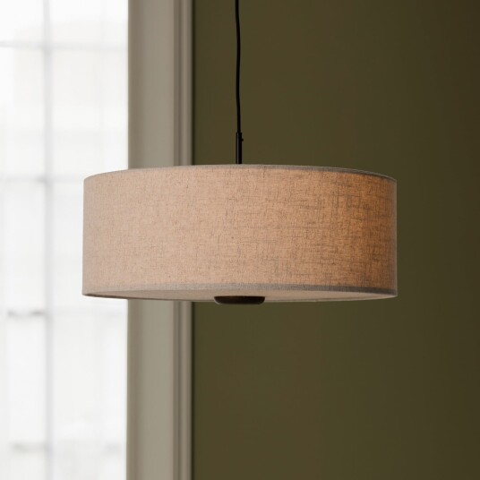 Hengelampe Globen Lighting Bosco 55 dimmbar Beige Stue Stoff / Tekstil Skandinavisk 19.7 Beige