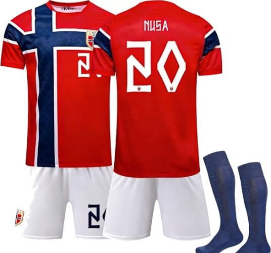 2026 World Cup Norge Landslag Hjemmefotballdrakt Sportdress Voksen Barn Nr. 20 Nusa Størrelse L