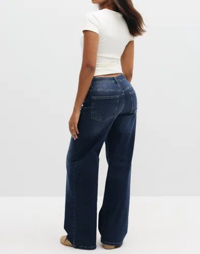 Only - Blå - Onlmadison Blush Hw Wide Dnm DOT229
