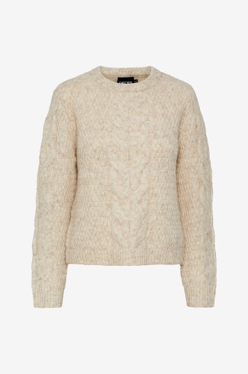 Pieces Genser pcNina LS O neck Knit Grå Pieces Genser pcNina LS O neck Knit Grå