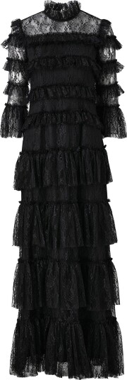 By Malina - Blondekjole Carmine long sleeve lace maxi dress - Svart