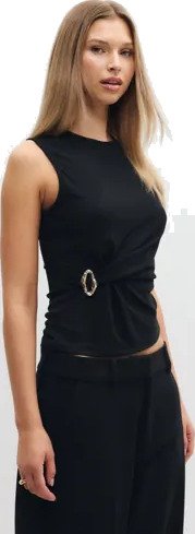 Only Svart Onlhaze S/L Buckle Top Jrs