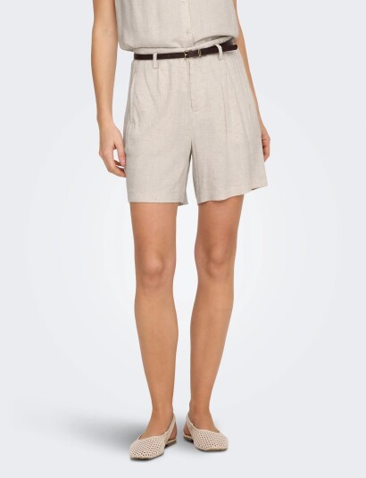 ONLY Onlsiesta Hw Belt Lin Bl Shorts Pnt Noos Beige L