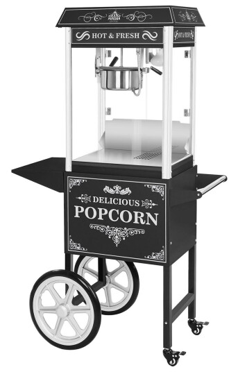 Royal Catering Popcornmaskin med vogn - Retro design - sort 10010536 Royal Catering Popcornmaskin med vogn - Retro design - sort 10010536