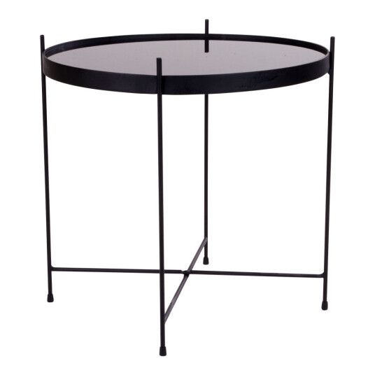 Verle sofabord svart stål, glass.