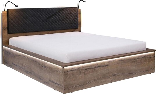Denver Seng 182x214 cm LED belysning Eik