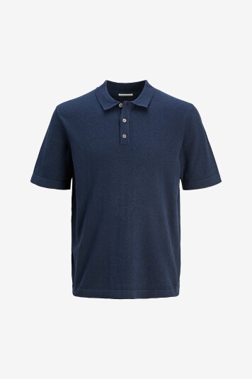 Jack & Jones Genser jjeEmil Knit Relaxed Polo SS SN Blå