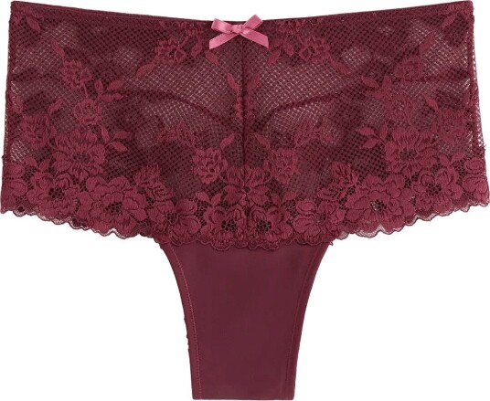 Lindex Brazilian Briefs In Lace With High Waist Burgundy S