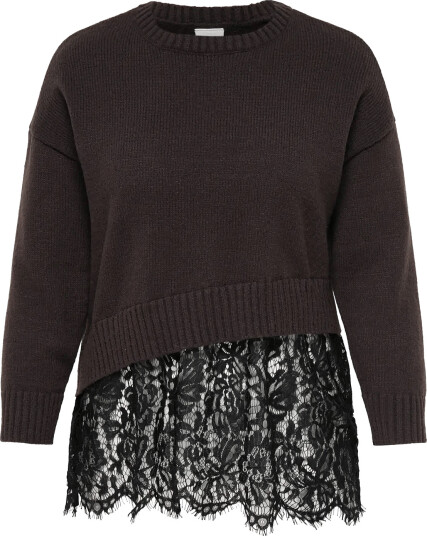 ONLY Carmakoma Carevie Ls Lace Mix O Neck Knt Brown 42 44