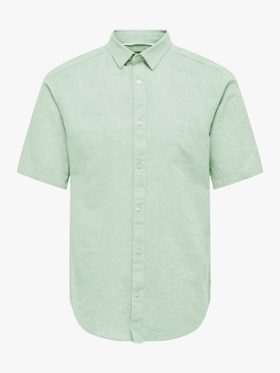 Only & Sons Caiden Short Sleeve Solid Linen Shirt Grønn L
