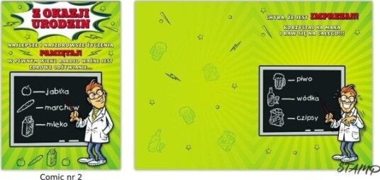 Stamp Gavekort Comic B6 + Konvolutt Mønster Nr. 02 Bursdag Stamp Gavekort Comic B6 + Konvolutt Mønster Nr. 02 Bursdag