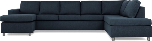 Crazy 5 seters Høyrevendt U formet X Large Sofa med Divan og Sjeselong i Stoff Blå