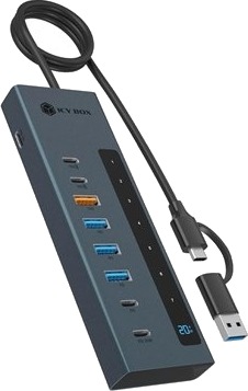 Icy Box 9-i-1 USB 3.2 Hub med Type-C og Type-A Tilkobling Icy Box 9-i-1 USB 3.2 Hub med Type-C og Type-A Tilkobling