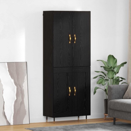 Høyskap Veggmontert Svart Eik 69,5 x 34 x 180 cm Konstruert tre