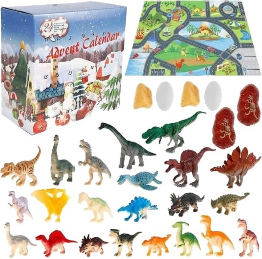 Auledio 2025 Dinosaur Adventskalender – Jurassic Park Perfekt for Gutter og Barn 24 Dagers Julekalender med Små Dinosaurfigurer