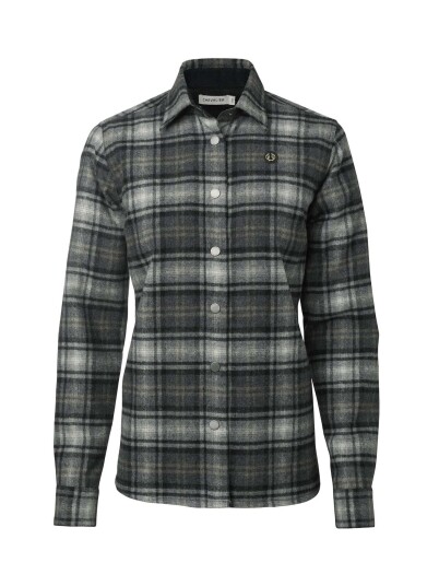Chevalier Champ Wool Overshirt Dame Charcoal Checked 36