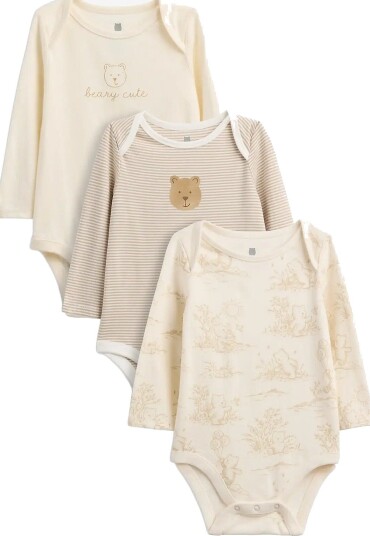GAP Baby First Favorites Organic Cotton Brannan Bear Bodysuit (3 Pack) BEDROCK V2 80/86