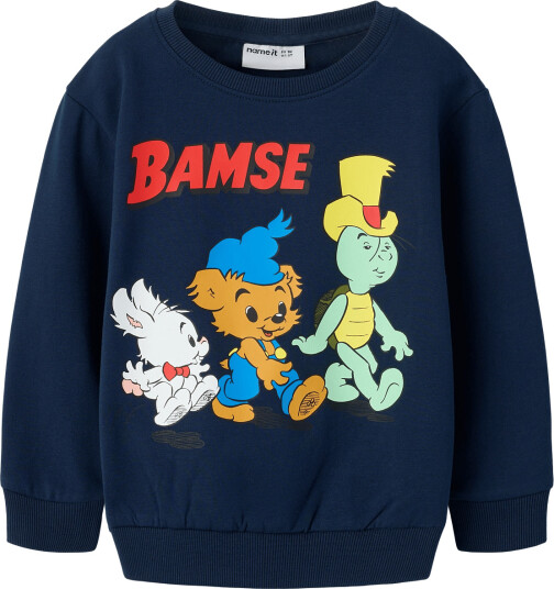 name it Nmmmumle Bamse Nreg Sweat Bru Sky - Navy - 110