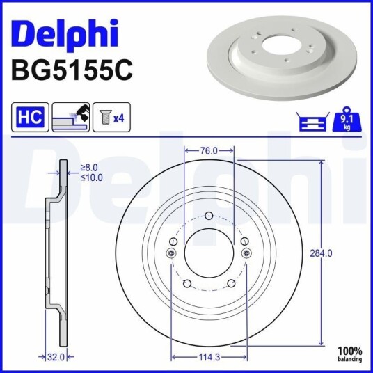 DELPHI BG5155C Bremseskive DELPHI BG5155C Bremseskive