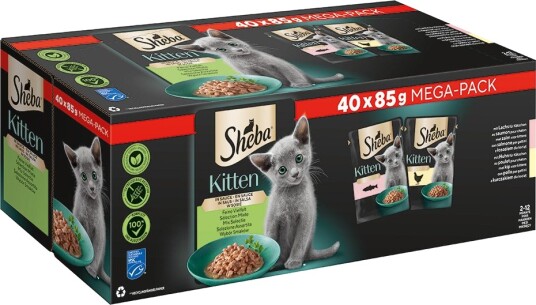 Sheba Våtfôr Kitten Varieties Porsjonsposer Fin Variasjon I Saus Laks Kylling 80 X 85 G
