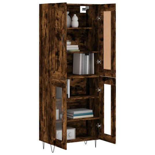 Highboard røkt eik 69,5x34x180 cm konstruert tre