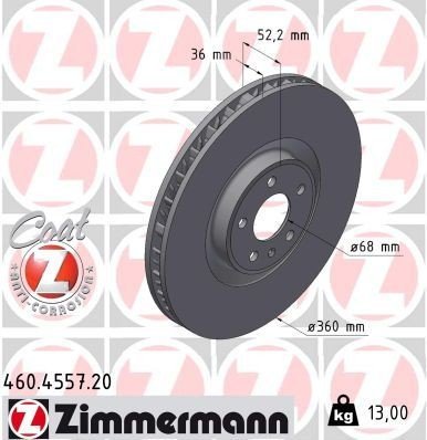 Bremseskive ZIMMERMANN 460.4557.20