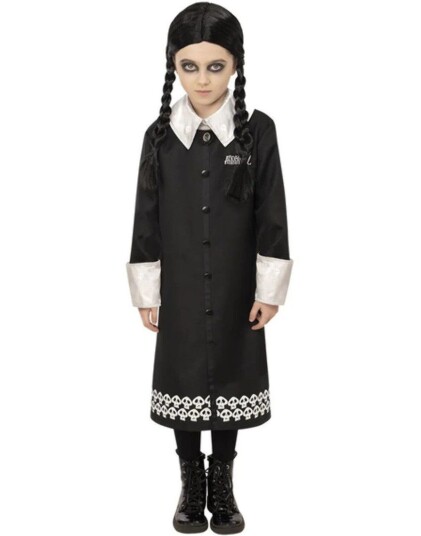 Wednesday Lisensiert Addams Family Kostyme med Parykk til Barn Wednesday Lisensiert Addams Family Kostyme med Parykk til Barn